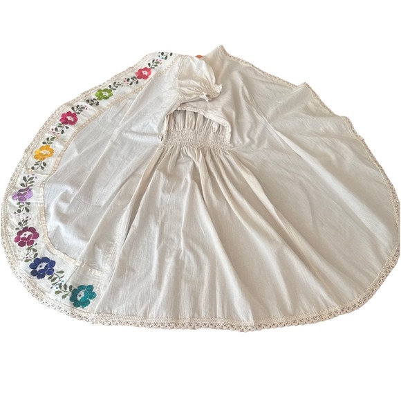 Mexican Embroidered Mini Dress Floral Oaxacan Boho One Size100% Cotton - Picture 10 of 12